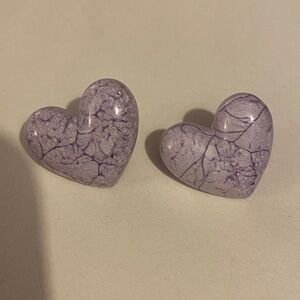 Cute Purple Heart Valentines Earrings